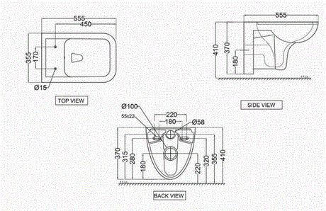 W/HUNG WC RIMLESS W/UF SEAT/CVR ( BOLT DISTANCE 7INCHOR 9INCH) - JAQUAR SWARE -  (  -  - 0x0 mm - 0inchx0inch )