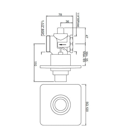 METROPOLE FLUSH VALVE DUAL FLOW - JAQUAR FAUCETS - ( ANTIQUE COPPER - FLUSH VALVE - 0x32 mm - 0inchX1.28inch )