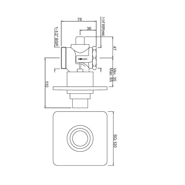 METROPOLE FLUSH VALVE DUAL FLOW - JAQUAR FAUCETS - ( BLACK CHROME - FLUSH VALVE - 0x32 mm - 0inchX1.28inch )