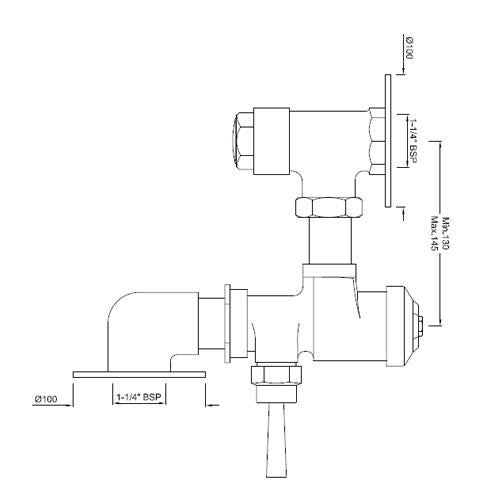 Jaquar Flush Valve Exposed for Toilet – FLV-CHR-1015 | 32 mm