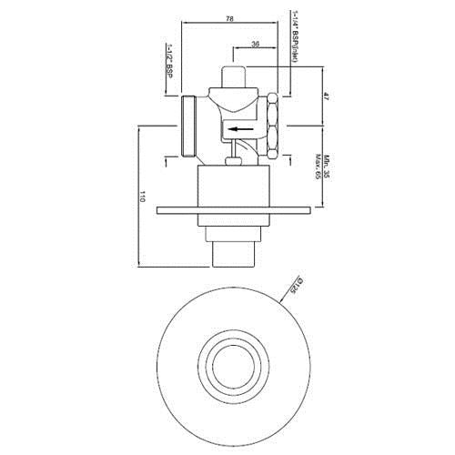 METROPOLE F/VALVE DUAL FLUSH - JAQUAR FAUCETS -  ( CHROME - FLUSH VALVE - 0x32 mm - 0inchX1.25inch )