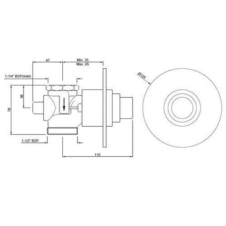 METROPOLE FLUSH VALVE DUAL FLOW - JAQUAR FAUCETS - ( ANTIQUE BRONZE - FLUSH VALVE - 0x32 mm - 0inchX1.28inch )