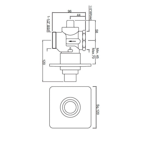 METROPOLE F/VALVE DUAL FLUSH PLATE - JAQUAR FAUCETS - ( BLACK MATT - FLUSH VALVE - 0x40 mm - 0inchX1.6inch )