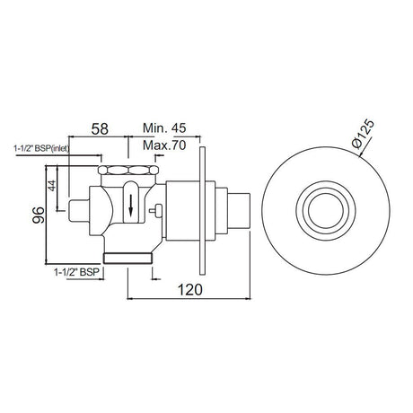 METROPOLE F/VALVE DUAL FLUSH - JAQUAR FAUCETS -  ( BLACK MATT - FLUSH VALVE - 0x40 mm - 0inchX1.6inch )