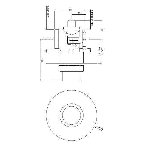 METROPOLE FLUSH VALVE - JAQUAR FAUCETS - ( CHROME - FLUSH VALVE - 0x32 mm - 0inchX1.25inch )