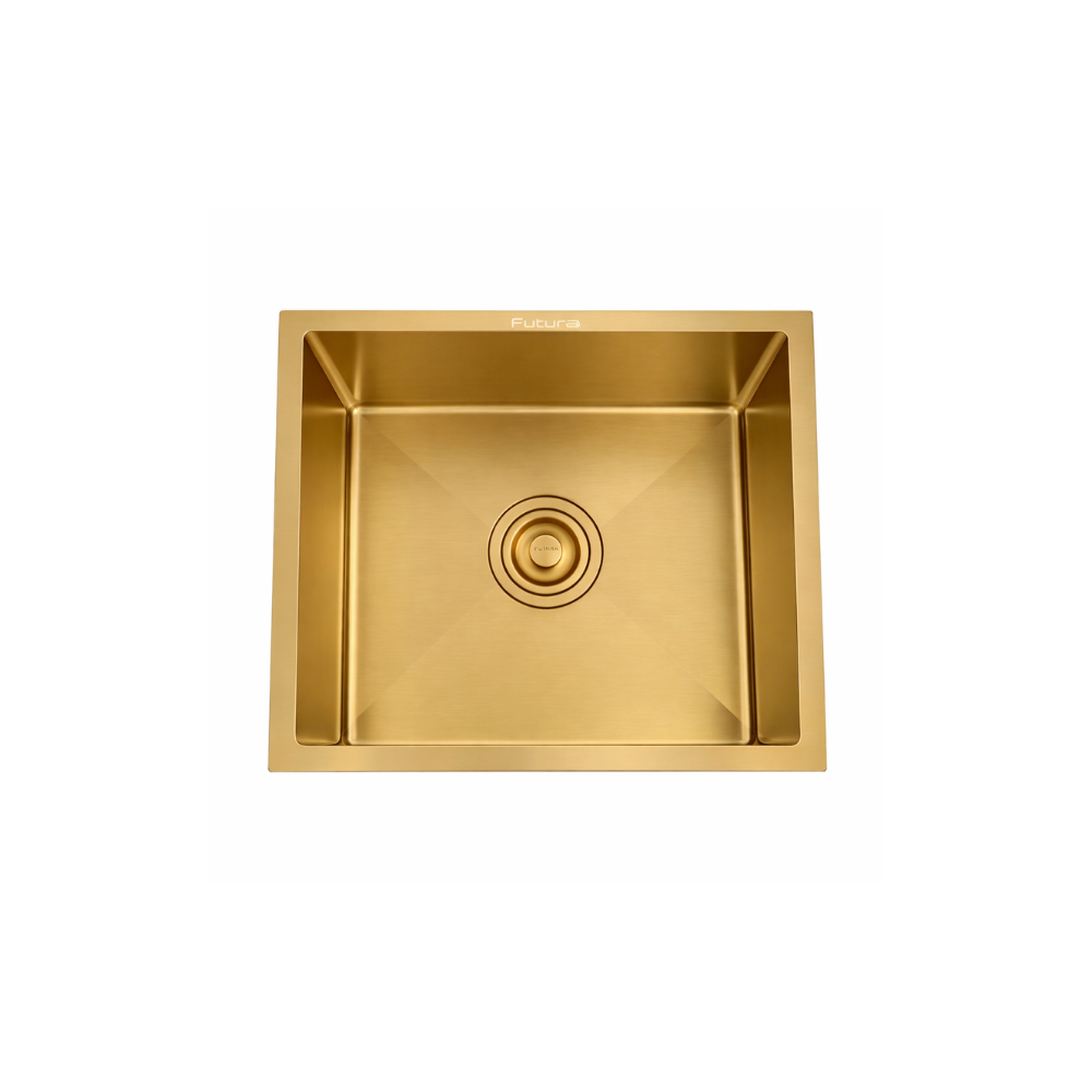 1.0 BOWL SS SINK WITH WASTE COUPLING (DEPTH 9INCH)- FUTURA -  ( ROSE GOLD - HAND CARVED COLOUR SERIES - 460x400 mm - 18inchX16inch )