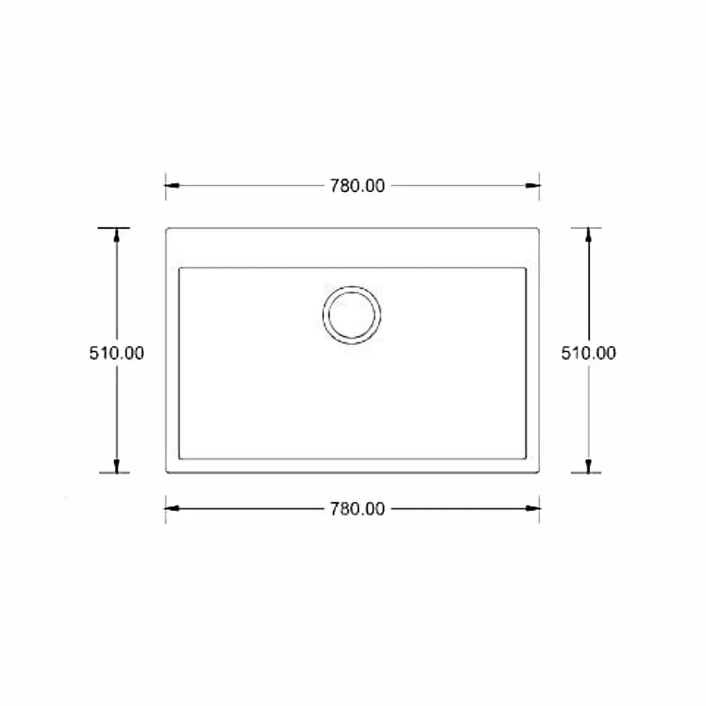 1.0 BOWL WITHOUT DRAIN BOARD QUARTZ SINK WITH FA-05A WASTE COUPLING (DEPTH 8INCH) - FUTURA -  ( GREY - NATURAL QUARTZ SERIES - 780x510 mm - 31.2inchX20.4inch )