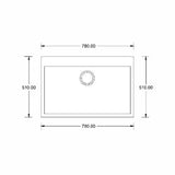 1.0 BOWL WITHOUT DRAIN BOARD QUARTZ SINK WITH FA-05A WASTE COUPLING (DEPTH 8INCH) - FUTURA -  ( GREY - NATURAL QUARTZ SERIES - 780x510 mm - 31.2inchX20.4inch )