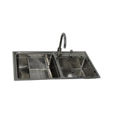 2.0 BOWL WITH OUT DRAIN BOARD WITH FA-05A WASTE COUPLING (DEPTH 9) - FUTURA -  ( CHROME - DESIGNER SINK - 880x470 mm - 35.2inchX18.8inch )