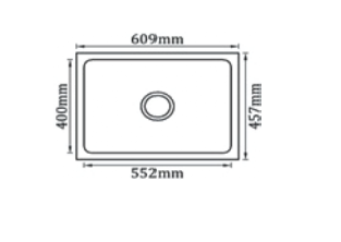 1.0 BOWL QUARTZ SINK WITH FA-05A WASTE COUPLING (DEPTH 8INCH) - FUTURA -  ( BLACK - NATURAL QUARTZ - 609x457 mm - 24inchX18inch )
