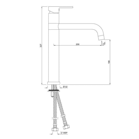 TALL BOY S L BASIN MIXER W/BRAIDED PIPES - JAQUAR FAUCETS -  ( CHROME - FUSION - 0x15 mm - 0inchX0.5inch )