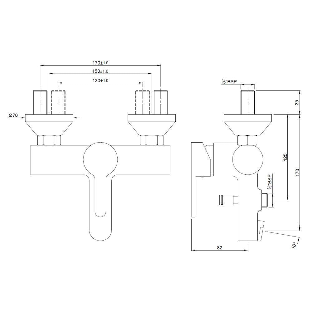 S.L. WALL MIXER - JAQUAR FAUCETS -  ( CHROME - FUSION - 0x15 mm - 0inchX0.5inch )