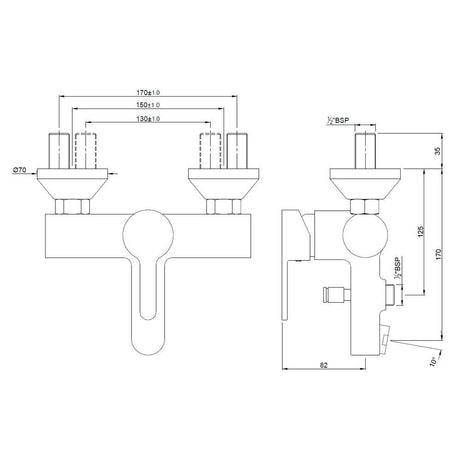 S.L. WALL MIXER - JAQUAR FAUCETS -  ( CHROME - FUSION - 0x15 mm - 0inchX0.5inch )