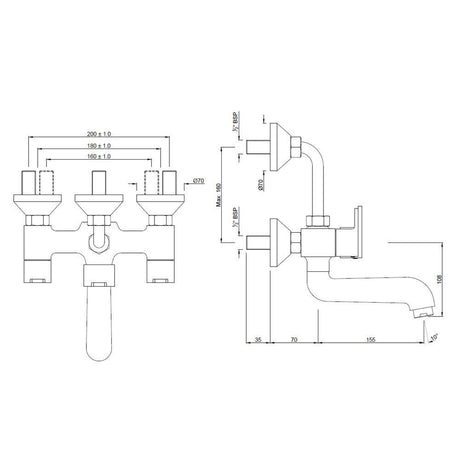 WALL MIXER WITH BEND - JAQUAR FAUCETS -  ( CHROME - FUSION - 0x15 mm - 0inchX0.5inch )