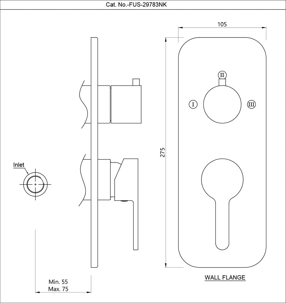 AQUAMAX EXPOSED PART KIT OF SINGLE LEVER SHOWER MIXER WITH 3-WAY DIVERTER & SLEEVE (COMPATIBLE WITH ALD-783N) - JAQUAR FAUCETS -  ( CHROME - FUSION - 0x15 mm - 0inchX0.5inch )