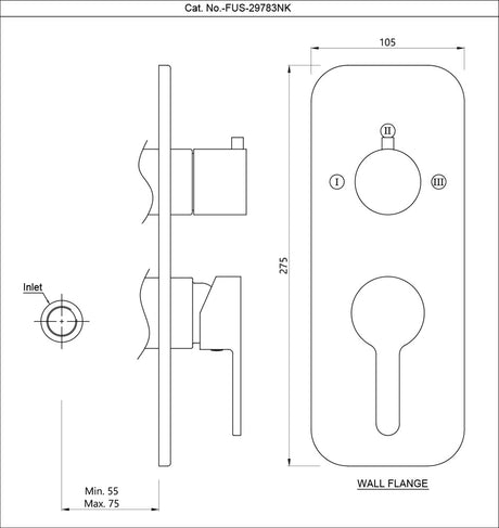 AQUAMAX EXPOSED PART KIT OF SINGLE LEVER SHOWER MIXER WITH 3-WAY DIVERTER & SLEEVE (COMPATIBLE WITH ALD-783N) - JAQUAR FAUCETS -  ( CHROME - FUSION - 0x15 mm - 0inchX0.5inch )