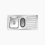 SS SINK 1.0 BOWL WITH DRAIN BOARD & VEG BOWL (DEPTH 8.5INCH)FABULOUS BIG - NIRALI -  ( ANTI-SCRATCH - D SIGNO - 1220x510 mm - 48inchX20inch )