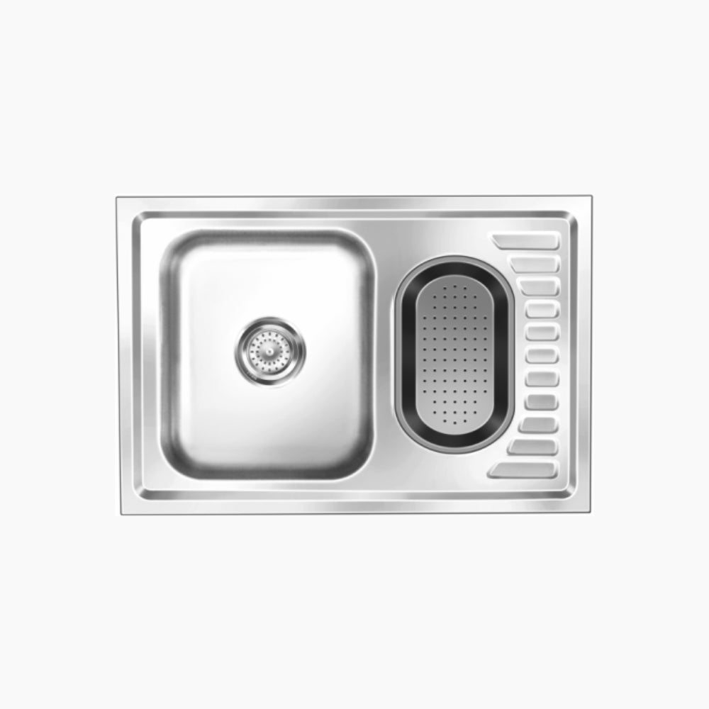 SS SINK 1.0 BOWL WITH VEG BOWL (DEPTH 8.5INCH)FANTASY BIG - NIRALI -  ( SATIN - D SIGNO - 860x510 mm - 34inchX20inch )