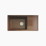 QUARTZ SINK 1.0 BOWL WITH DRAIN BOARD (DEPTH 9INCH) FIONA - NIRALI -  ( GRANITE LIGHT GREY - QUARTZ ELITE RANGE - 915x457 mm - 36inchX18inch )