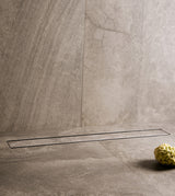 SHOWER CHANNEL DRAINR W/BASE CONTRL UNIT - AQUANT - ( 304 STAINLESS STEEL - INVISIBLE TILE INSRT - 0x600 mm - 0inchX24inch )