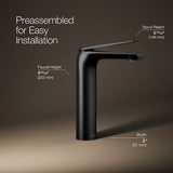 AVID TALL SINGLE HANDLE FAUCET W/PIPES - KOHLER LUXURY -  ( BLACK MATT - LUXURY - 0x15 mm - 0inchX0.5inch )
