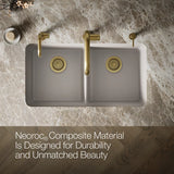 CAIRN NEOROC QUARTZ UNDERMOUNT DOUBLE EQUAL SINK W/RACK - KOHLER LUXURY -  ( MATTE TAUPE - LUXURY - 851x465 mm - 34inchX18.6inch )