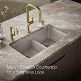 CAIRN NEOROC QUARTZ UNDERMOUNT DOUBLE EQUAL SINK W/RACK - KOHLER LUXURY -  ( MATTE TAUPE - LUXURY - 851x465 mm - 34inchX18.6inch )