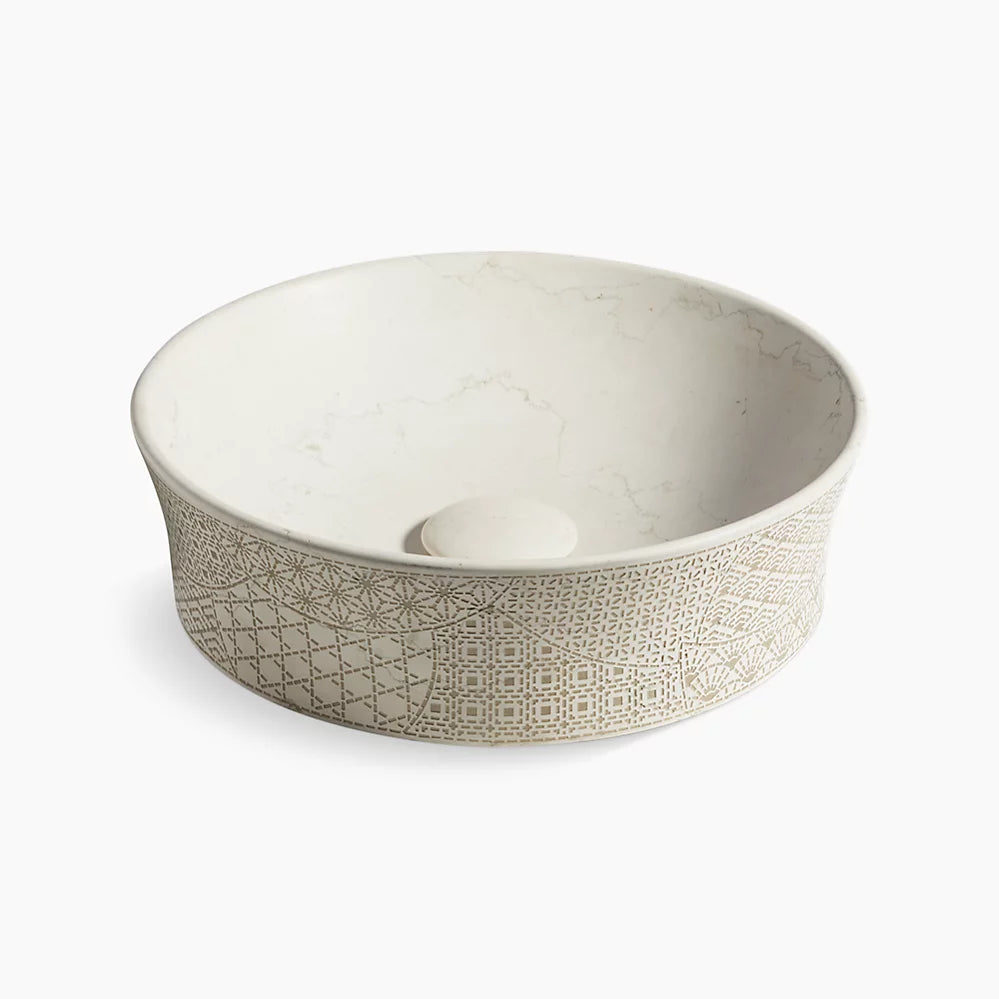 TABLE TOP WASH BASIN ROUND VESSEL LAVATORY - KOHLER LUXURY -  ( BIANCONE - LUXURY - 406x406 mm - 16.24inchX16.24inch )