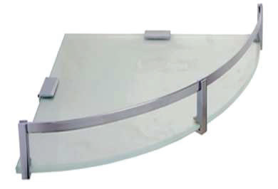 CORNER GLASS SHELF - AUGA -  ( CHROME - GLASS SHELVES - 0x200 mm - 0inchX8inch )