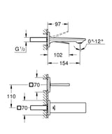 ALLURE 2-HOLE, 1-HANDLE WALL-MOUNT BASIN MIXER, S SIZE - GROHE - (BRUSHED COOL SUNRISE - G5 - ALLURE - 0x15 mm -  0inchX0.5inch)