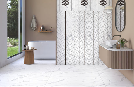 FLOREST WHITE - INDIAN TILES - ( - CRIST MATT BASE - 1200x600 mm - 48inchX24inch )