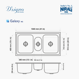 SS SINK GALAXY (DEPTH 8  ) - NIRALI -  ( ANTI-SCRATCH - D SIGNO - 1040x510 mm - 41inchX20inch )