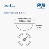 SS SINK 1.0 BOWL (DEPTH 6.25  ) GLOBUS DEEP SMALL - NIRALI -  ( SATIN - PEARL RANGE - 0x380 mm - 0inchX15inch )