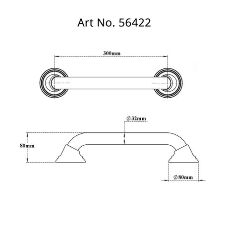 GRAB BAR - VIKING -  ( BRUSHED - SS 304 - 0x300 mm - 0inchX12inch )