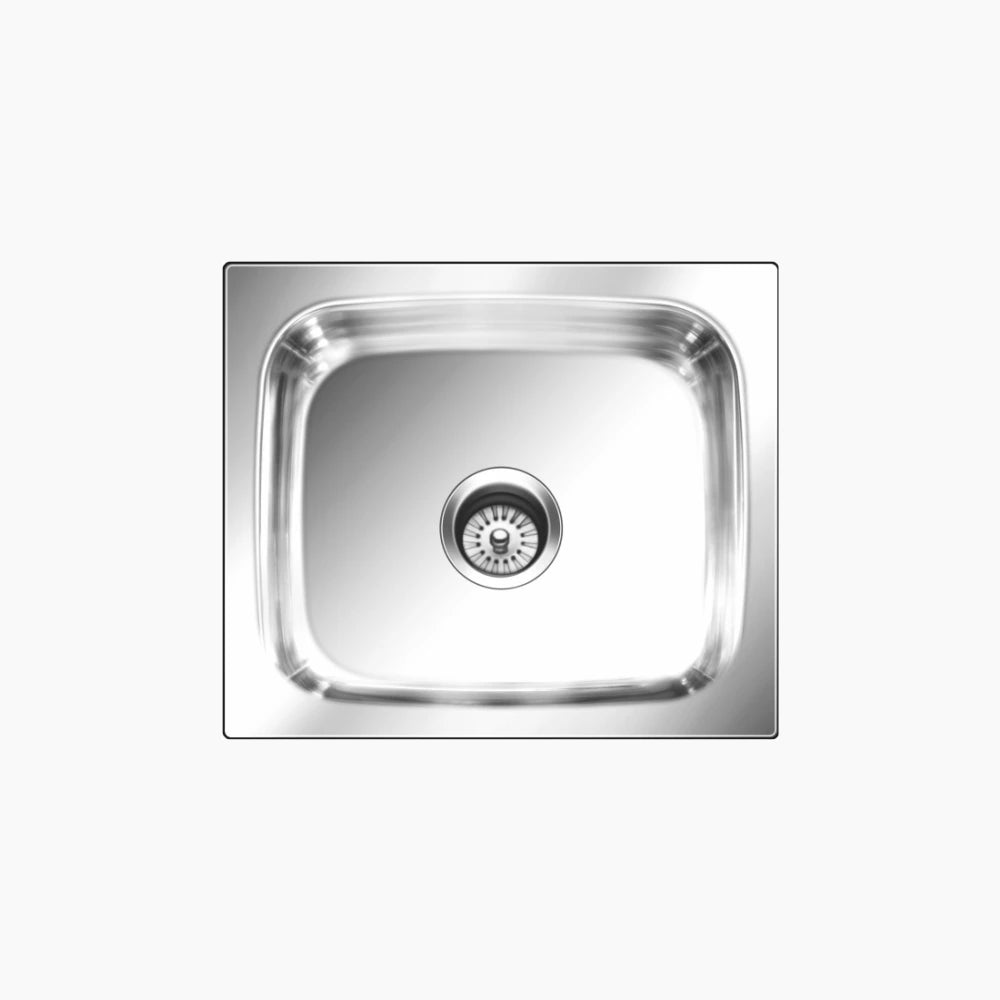 SS SINK 1.0 BOWL W/O DRAIN BOARD (DEPTH 10  ) GRACE PLAIN LARGE - NIRALI -  ( ANTI-SCRATCH - POPULAR SINK RANGE - 610x460 mm - 24inchX18inch )