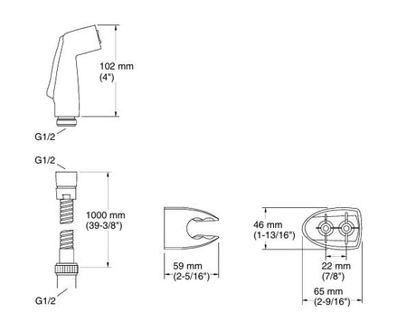 HEALTH FAUCET WITH METAL HOSE & HOLDER - KOHLER POPULAR -  ( POLISHED CHROME - POPULAR - 0x0 mm - 0inchx0inch )