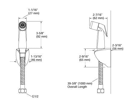 (PRUN)COMP. H.FAUCET W/HOSE & BRACKET - KOHLER POPULAR -  ( ROSE GOLD - POPULAR - 0x15 mm - 0inchX0.6inch )