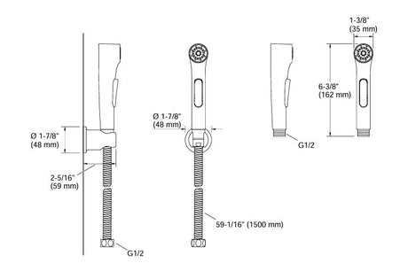 ELATE HEALTH FAUCET WITH HOSE & BRACKET - KOHLER PREMIUM -  ( BLACK MATT - PREMIUM - 0x15 mm - 0inchX0.6inch )