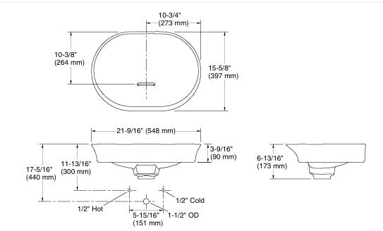 KOHLER VIVE VESSEL W/O DECK - KOHLER PREMIUM -  (  - PREMIUM - 545x400 mm - 21.8inchX16inch )