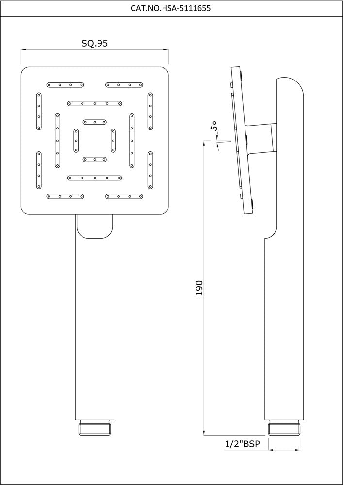 MAZE HAND SHOWER 95MM SQUARE SHAPE SINGLE FLOW - ARTIZE FAUCET -  ( CHROME - HAND SHOWER - 0x0 mm - 0inchx0inch )