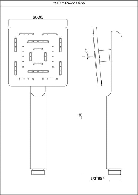 MAZE HAND SHOWER 95MM SQUARE SHAPE SINGLE FLOW - ARTIZE FAUCET -  ( CHROME - HAND SHOWER - 0x0 mm - 0inchx0inch )