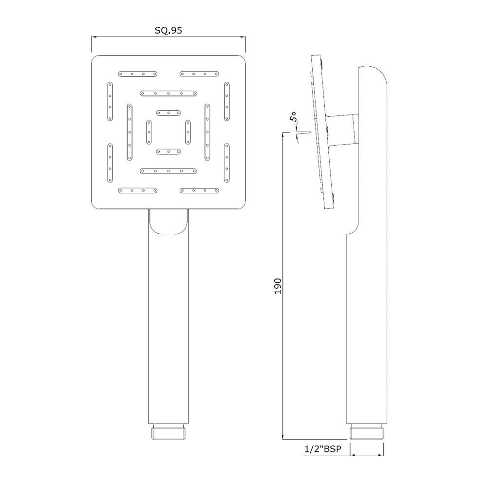 MAZE HAND SHOWER 95X95MM SQUARE - JAQUAR FAUCETS -  ( BCH - HAND SHOWER - 15x0 mm - 0.5inchX0inch )