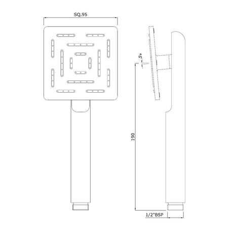 MAZE HAND SHOWER 95X95MM SQUARE - JAQUAR FAUCETS -  ( BCH - HAND SHOWER - 15x0 mm - 0.5inchX0inch )
