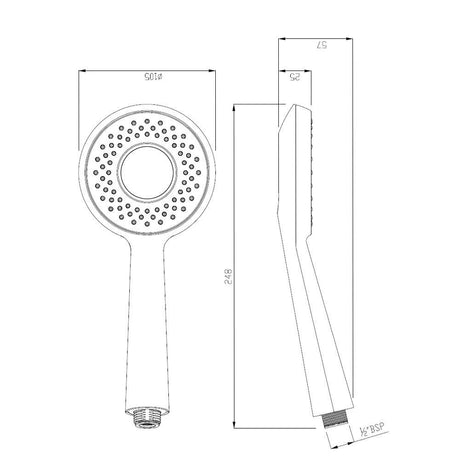 ROUND 105MM W/O TUBE & HOOK - JAQUAR FAUCETS - ( CHROME - HAND SHOWER - 105x15 mm - 4inchX0.5inch )