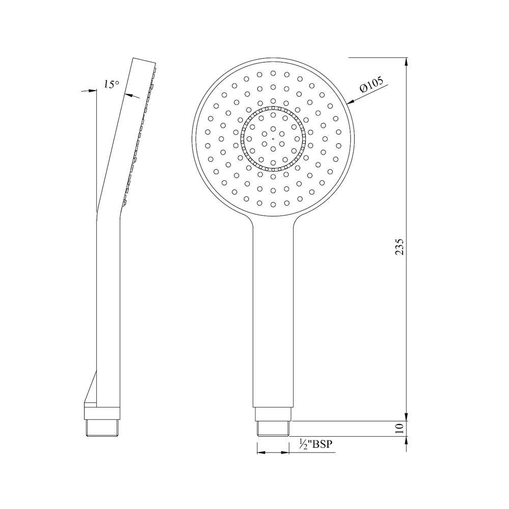 ROUND S.FLOW AIR EFFECT W/O TUBE & HOOK - JAQUAR FAUCETS - ( CHROME - HAND SHOWER - 15x105 mm - 0.5inchX4inch )