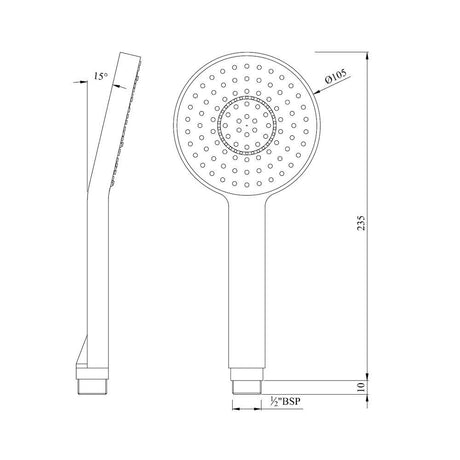ROUND S.FLOW AIR EFFECT W/O TUBE & HOOK - JAQUAR FAUCETS - ( CHROME - HAND SHOWER - 15x105 mm - 0.5inchX4inch )