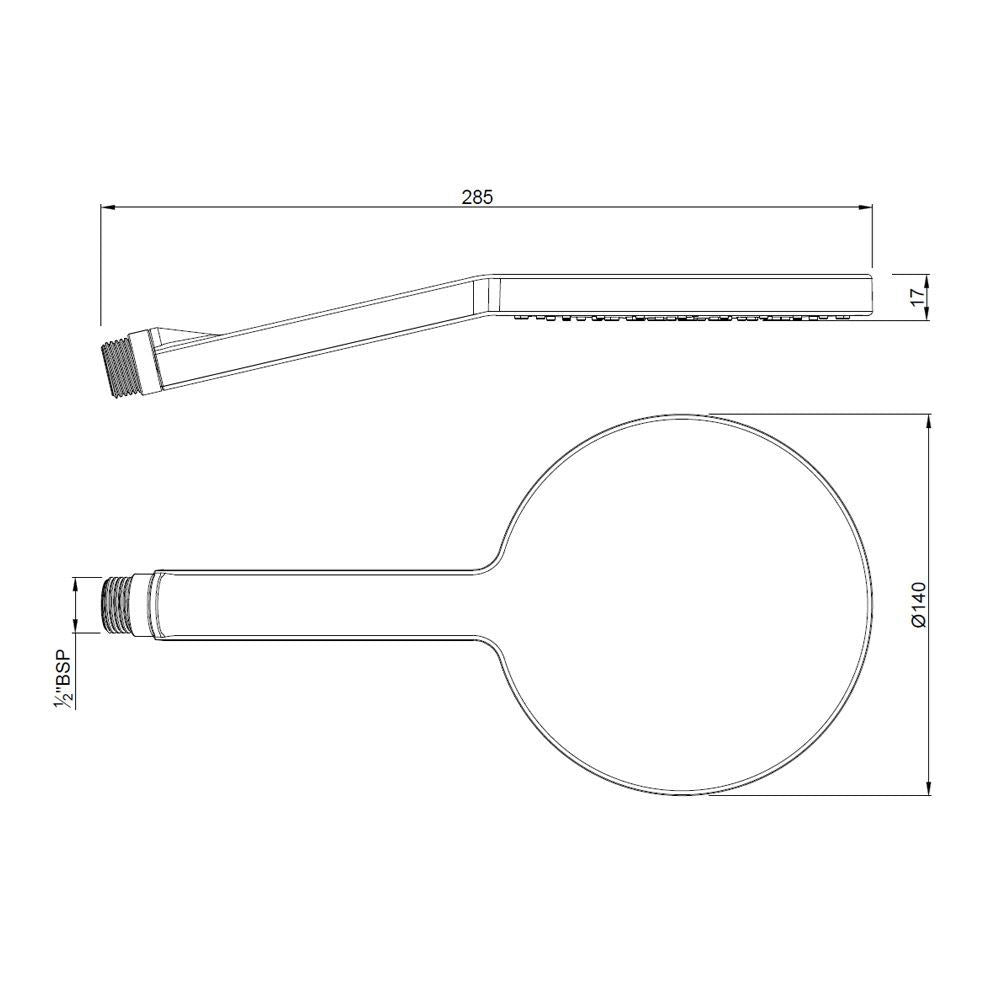 ROUND S.FLOW AIR EFFECT W/O TUBE & HOOK - JAQUAR FAUCETS - ( CHROME - HAND SHOWER - 15x140 mm - 0.5inchX5.5inch )