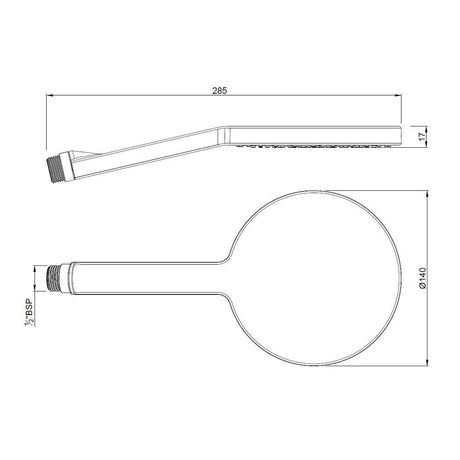 ROUND S.FLOW AIR EFFECT W/O TUBE & HOOK - JAQUAR FAUCETS - ( CHROME - HAND SHOWER - 15x140 mm - 0.5inchX5.5inch )