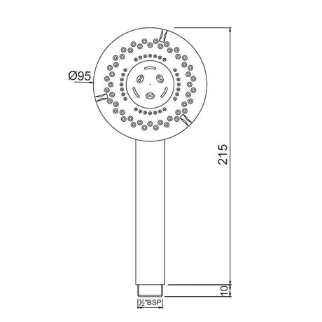 ROUND M.FLOW W/O TUBE & HOOK - JAQUAR FAUCETS - ( CHROME - HAND SHOWER - 15x95 mm - 0.5inchX4inch )