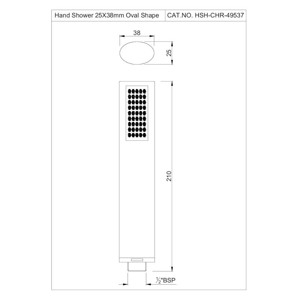 OVAL S.FLOW W/O TUBE & HOOK - JAQUAR FAUCETS -  ( CHROME - HAND SHOWER - 0x15 mm - 0inchX0.5inch )